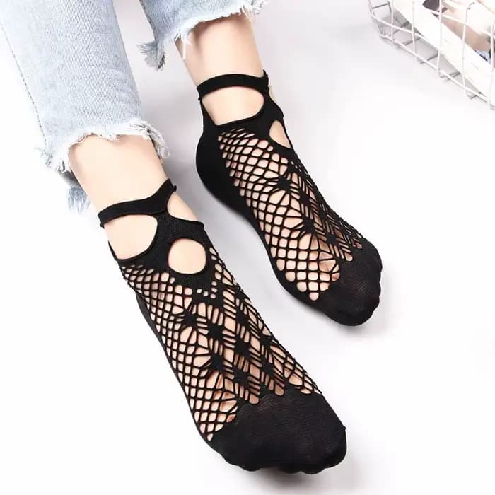Chaussettes courtes en maille noire pour femmes