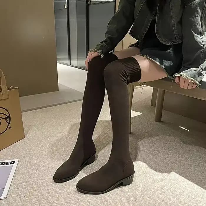 Printemps automne chaussette élastique dames genou haute arbre chaussures tendance 2025 chaussures hiver nouveauté en Promotion Gyaru femmes bottes longues