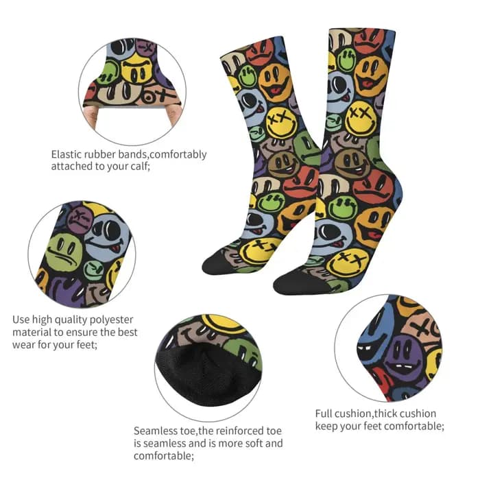 Chaussettes pour hommes avec emoticônes graffiti