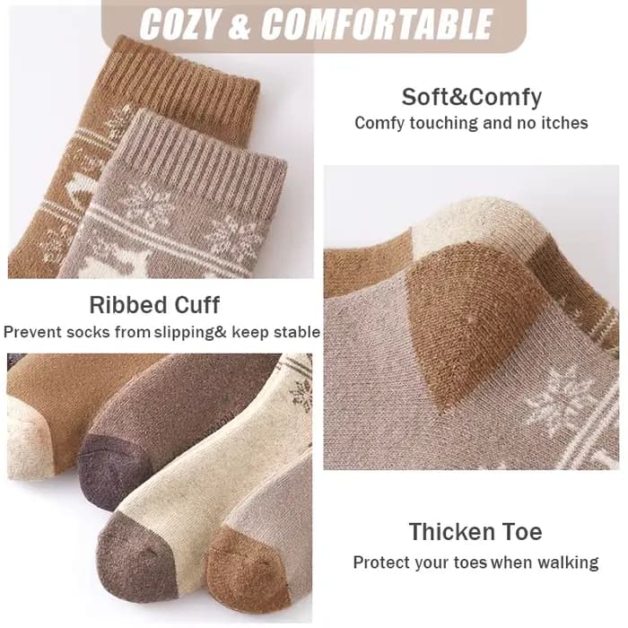 5 paires de chaussettes en laine mérinos pour femmes