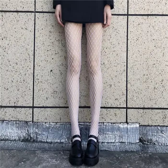 Collants en nylon résille en maille pour femmes, bas de corps longs, jacquard, pied d'étape, couture de mode, lingerie pour dames, bonneterie noire, collants sexy