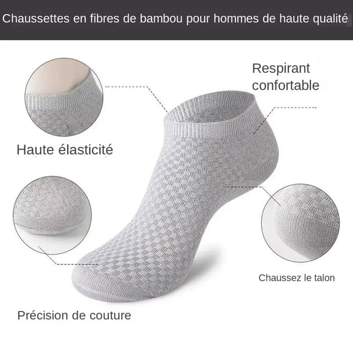 5 paires/lot hommes chaussettes en Fiber de bambou affaires courtes respirant cheville