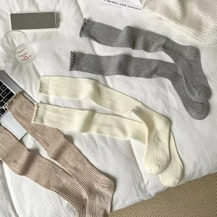 Chaussettes tricotées à volants japonais pour femmes et filles