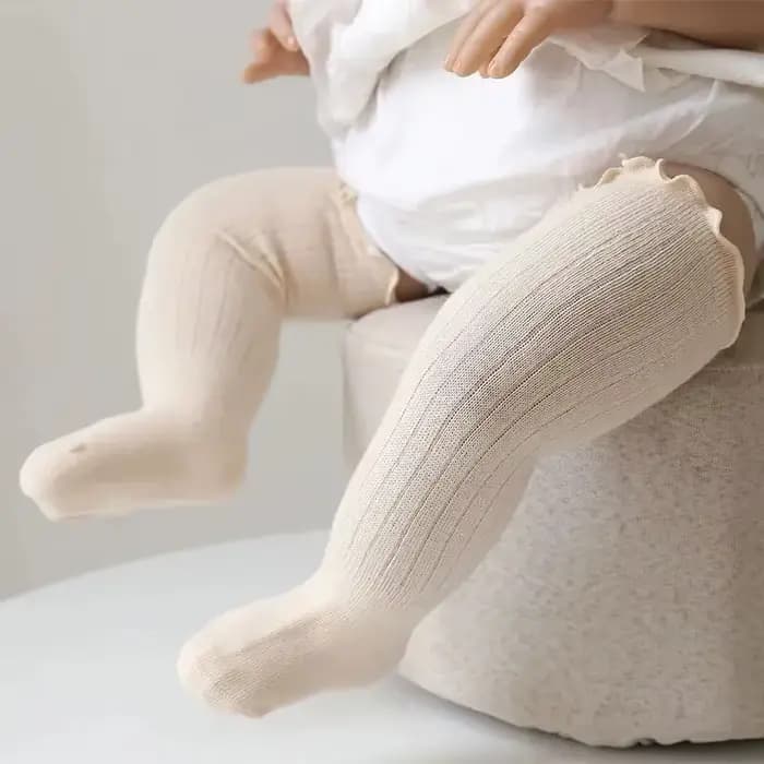 3 paires/lot bébé filles chaussettes dentelle froufrous solide coton longue genou haute enfants chaussette infantile