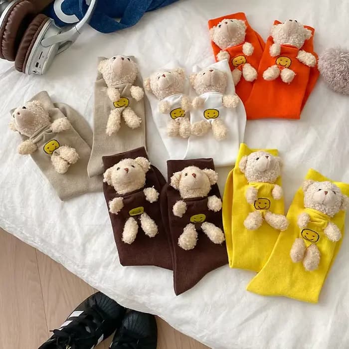 Dongdaemun-Chaussettes coréennes mignonnes en forme d'ours