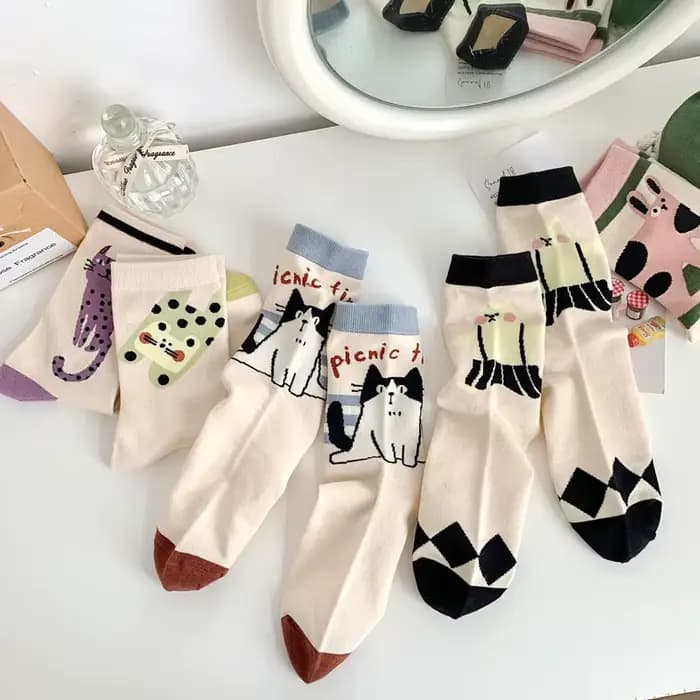 Chaussettes drôles 2025 mode Harajuku Vintage coton femmes