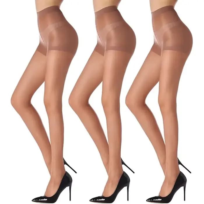 3 paires de collants 20D pour femmes avec haut de contrôle et orteils renforcés