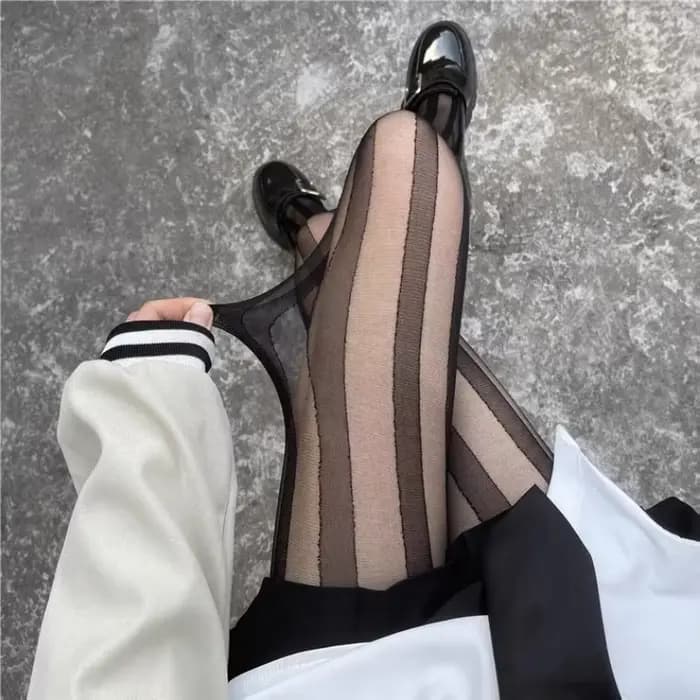 Cuisse rayée bas hauts collants Lingerie bonneterie Ultra-mince