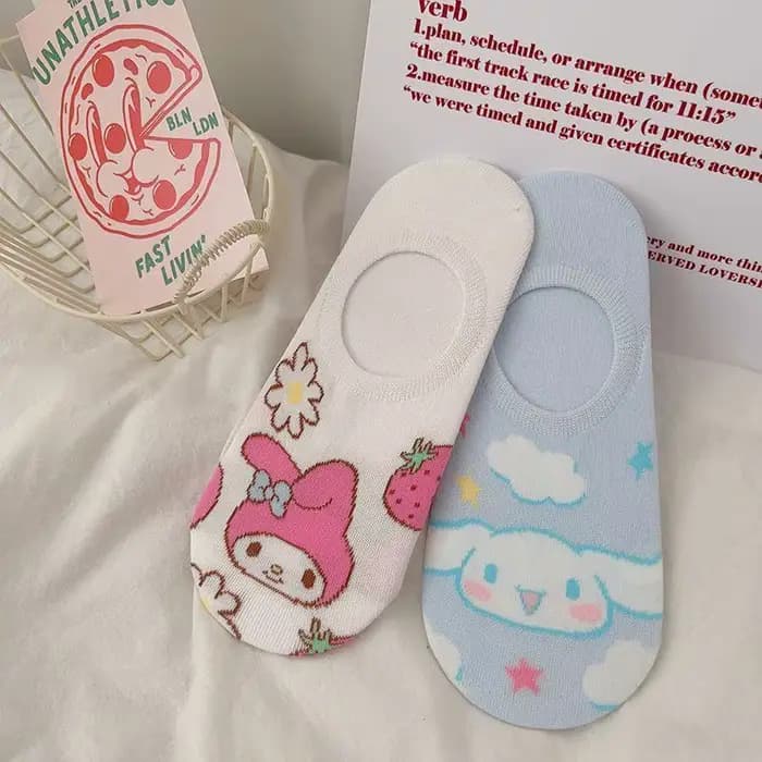 4 paires de chaussettes invisibles Kawaii pour femmes