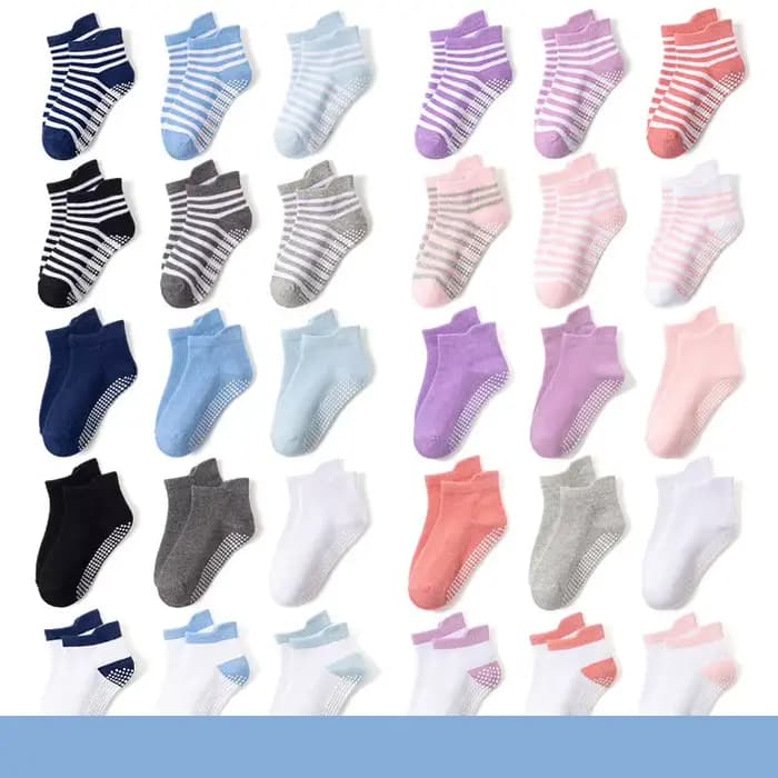6 paires de chaussettes antidérapantes pour enfants de 0 à 5 ans