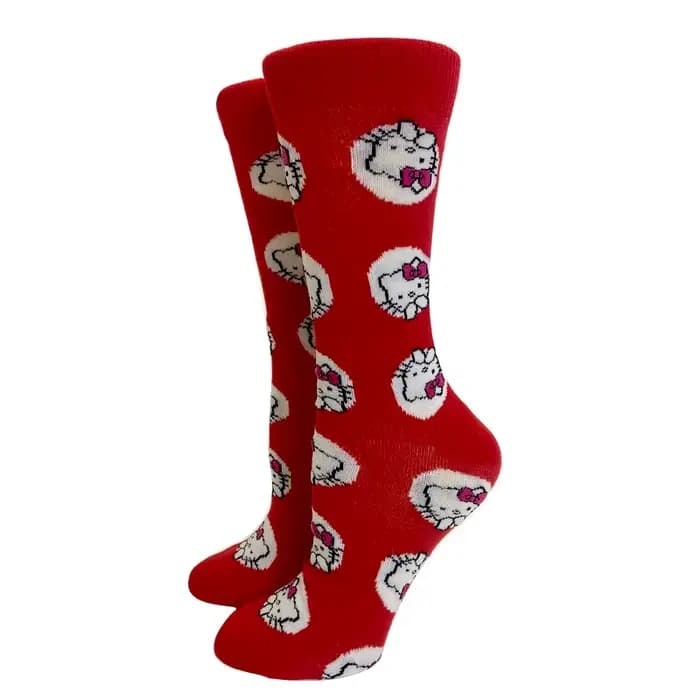 4 paires de chaussettes longues pour femmes, Hello Kitty, mode Anime, colorées, amusantes, décontractées, mignonnes, dessin animé créatif, pour hommes, taille 35-44