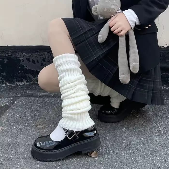 Jambières Lolita pour femme, chaussettes chaudes, couvre-pieds, blanc, noir, chaussettes au crochet pour femme, poignets de botte, 40 cm, 50 cm, 70cm, automne, hiver