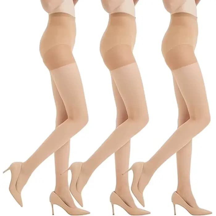 3 paires de collants 20D pour femmes avec haut de contrôle et orteils renforcés