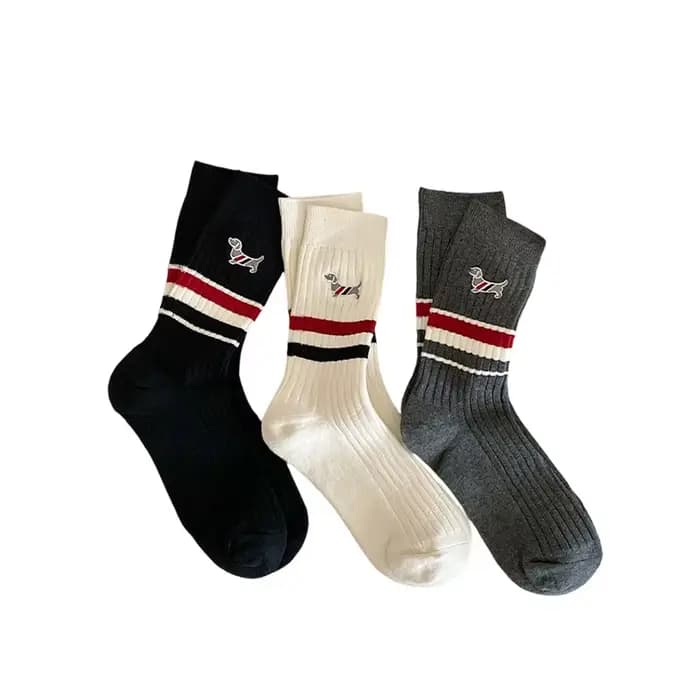 Chaussettes à rayures brodées de dessin animé