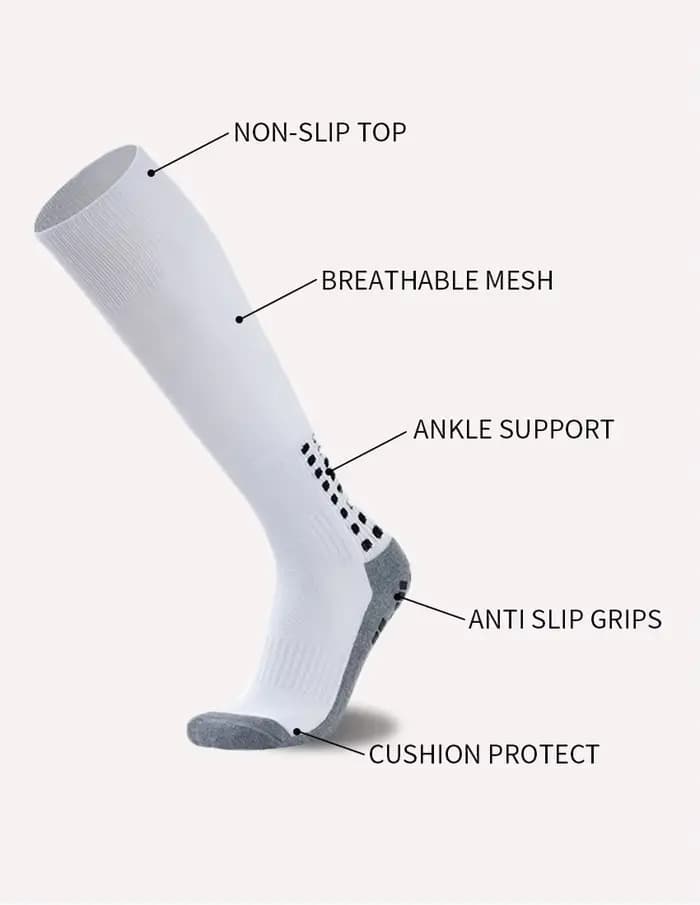 Chaussettes antidérapantes pour hommes, chaussettes de Football, antidérapantes sur le mollet, Baseball, Rugby, coussin épais, chaussettes athlétiques, blanc, noir, bleu