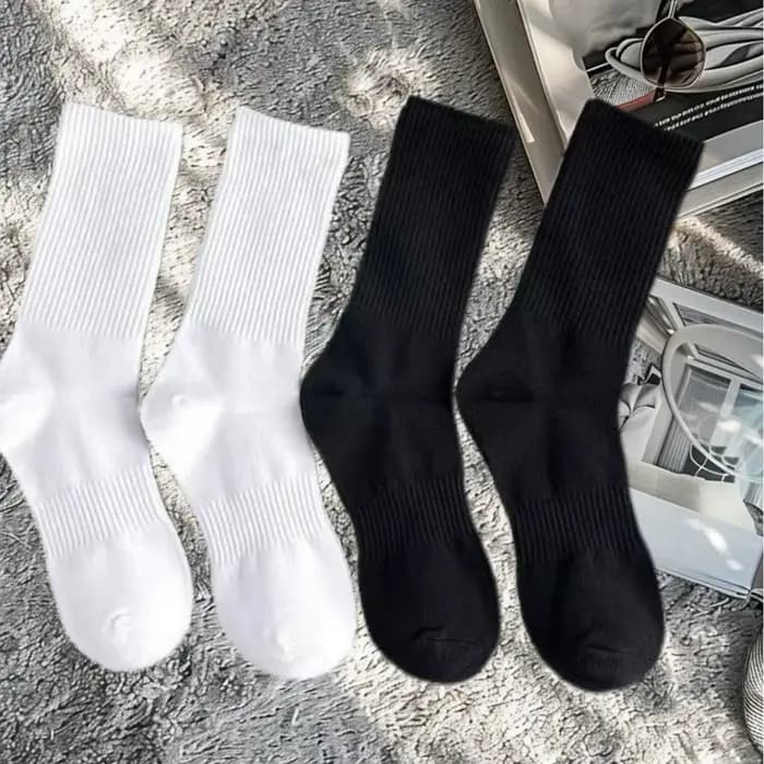 20 paires de chaussettes hautes en pur coton pour hommes, classiques noires/blanches, respirantes, absorbant la transpiration, chaudes, élastiques, chaussettes de sport