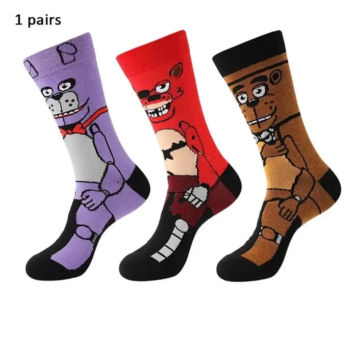 1 paire de chaussettes à col rond pour hommes, avec personnages de dessins animés, amusantes, originales, mignonnes, colorées, styles été et printemps