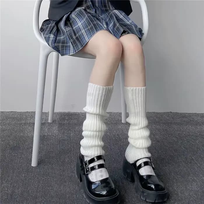 Chaussettes tricotées de couleur unie, chaussettes en laine, chaussettes japonaises JK, chaussettes mollet, chaussettes mi-tube, chauffe-jambes chauds pour automne et hiver