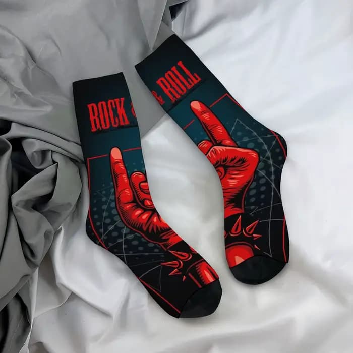 ROCK & ROLL Street Hip-Hop chaussettes pour hommes nouveauté drôle heureux équipage