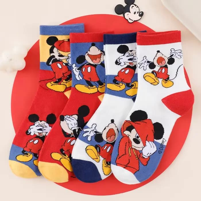 4 paires de nouvelles chaussettes Disney Mickey Mouse Rich Graffiti, version coréenne, chaussettes de mode originales pour couple, cadeau pour adolescents