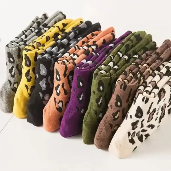 Nouvelle mode femmes imprimé léopard chaussettes printemps automne haute rue populaire