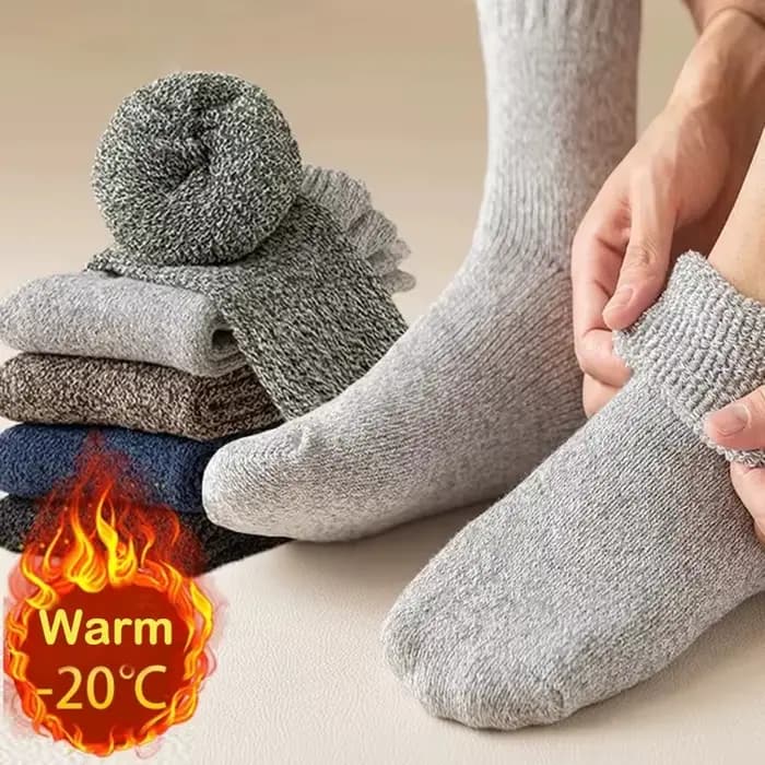 5 paires de chaussettes en laine unie pour hommes