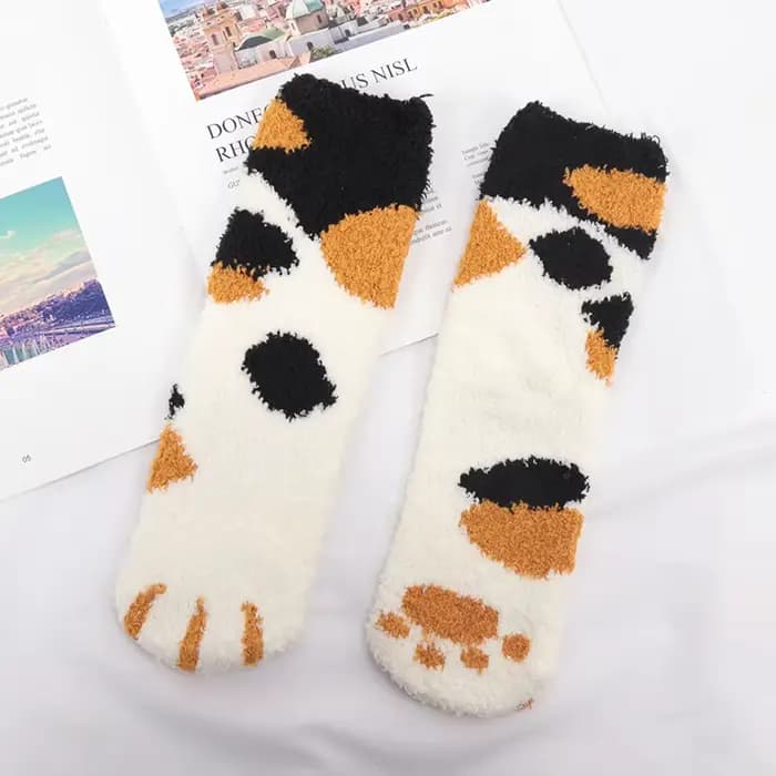 Kawaii dessin animé chaussettes pour femmes mignon 3d chien chat patte motif femme chaud drôle