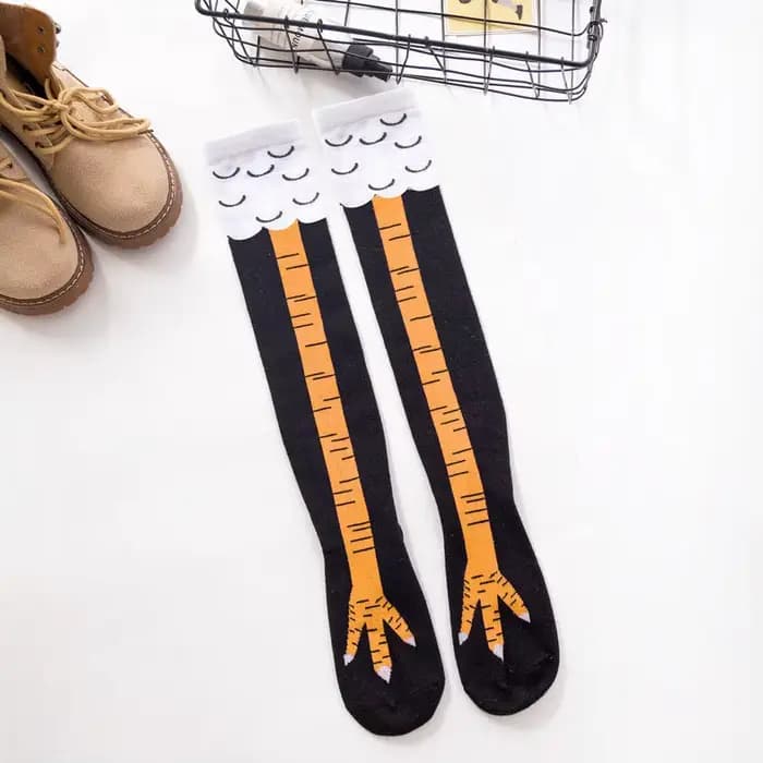 1/2 paires de chaussettes longues à tube inspirées des pieds de poulet adorables et humoristiques avec une personnalité unique pour les personnes handicapées à la mode