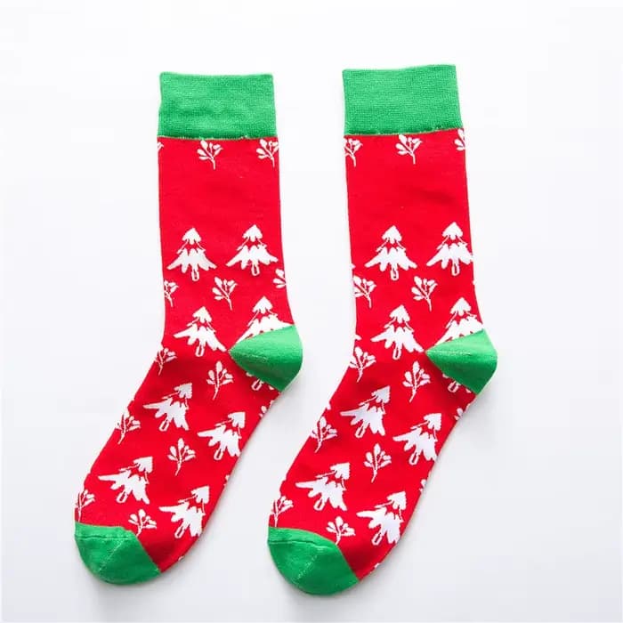 Couleur drôle couleur noël coton hommes/femmes chaussettes de motif canne flocon de neige gingembre tarte homme vacances nouveauté rouge hiver flou rouge