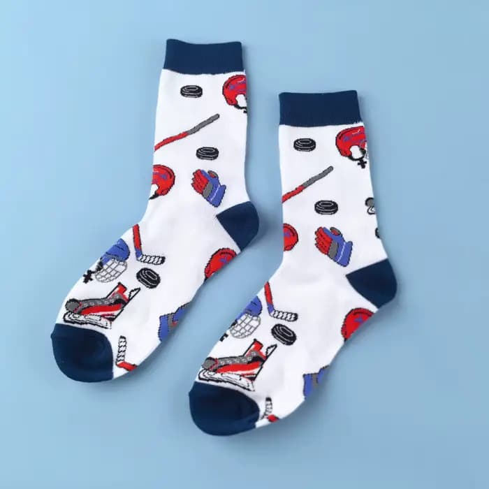 2 paires de chaussettes mi-mollet à thème hockey sur glace