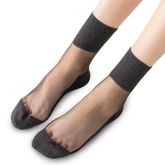 Mode d'été femmes ultra-mince chaussettes transparentes paillettes cristal verre soie