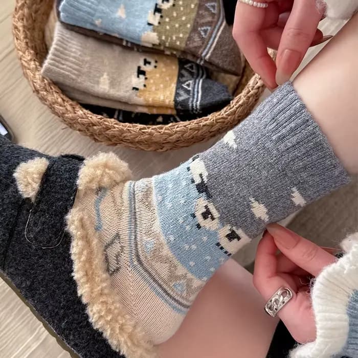 Chaussettes en laine épaisses unisexes mi-mollet