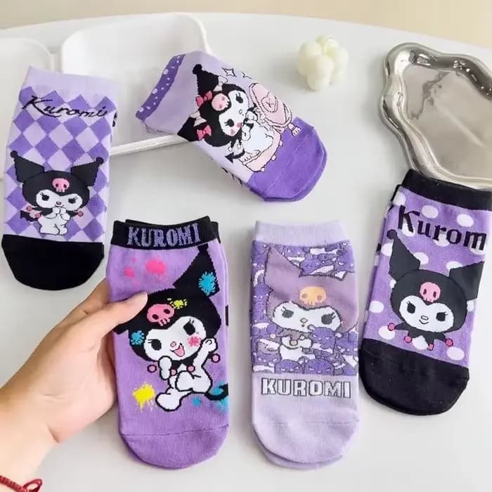 5 paires Kawaii Sanrio Hello Kitty chaussettes anime chaussettes Harajuku bateau chaussettes cinq paires de dessin animé mignon femme imprimé chaussettes en gros