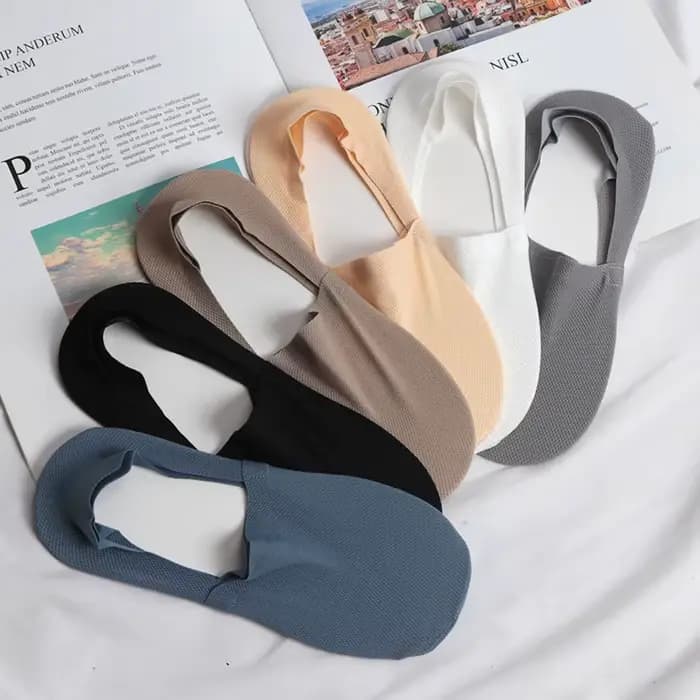 3 paires/ensemble de chaussettes courtes invisibles en silicone antidérapantes pour hommes