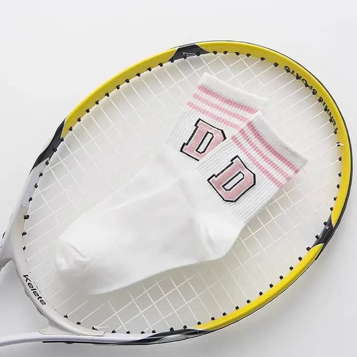 Chaussettes courtes de sport à lettres rayées pour femmes et filles