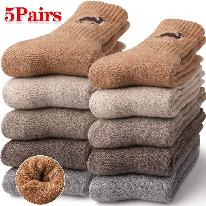 5 paires de chaussettes épaisses imprimé chameau pour hommes