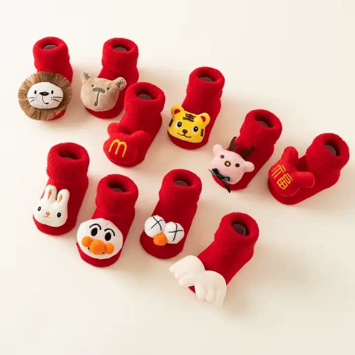 Chaussettes de noël pour enfants, chaussettes pour filles et garçons, antidérapantes, en coton imprimé, pour bébés, nouveau-nés, chaussettes courtes pour nourrissons, vêtements