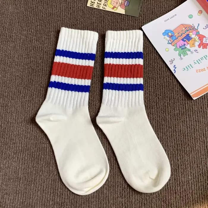 Chaussettes de sport mi-hautes rayées pour hommes