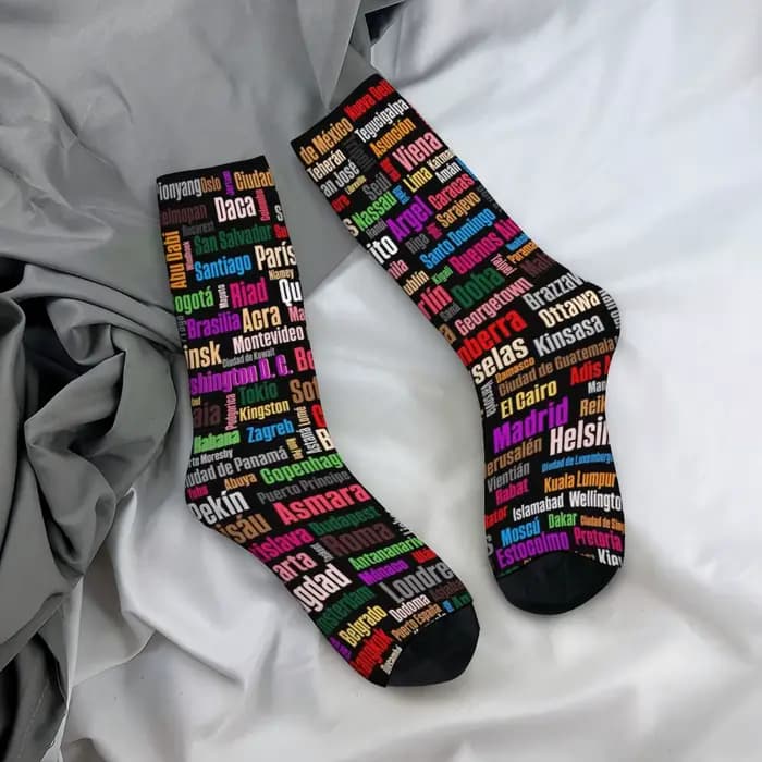 Chaussettes d'équipage avec noms de la ville du monde