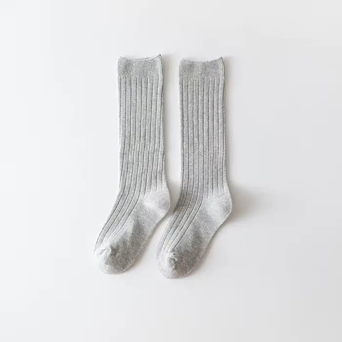 Chaussettes hautes en coton uni à rayures pour bébé fille et garçon de 0 à 3 ans