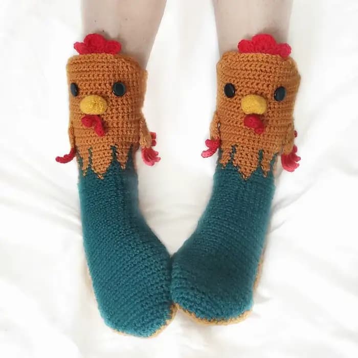 Chaussettes tricotées animaux drôles pour femmes hommes enfants Crocodile manger pied