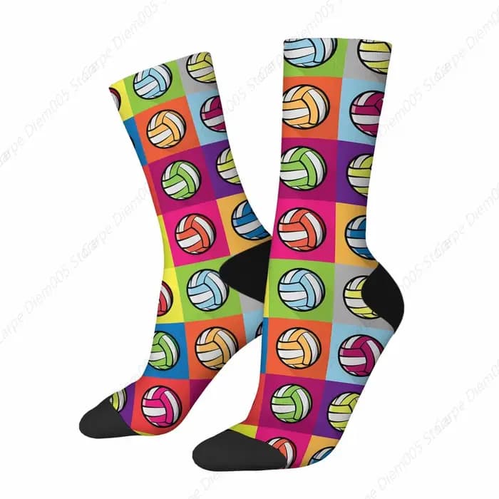 Chaussettes colorées à carreaux pour hommes et femmes, volley-ball, athlétique, équipage, cool, mignon, élan, drôle, sport, nouveauté