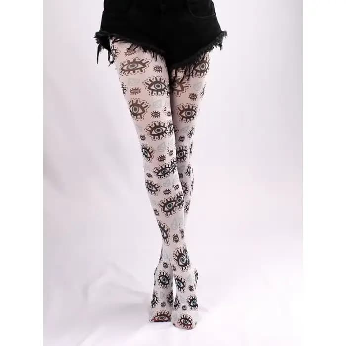 Mauvais yeux serré femmes printemps nouvelles femmes pure Sexy tatouage imprimé collants bas Anti-crochet Medias De Mujer
