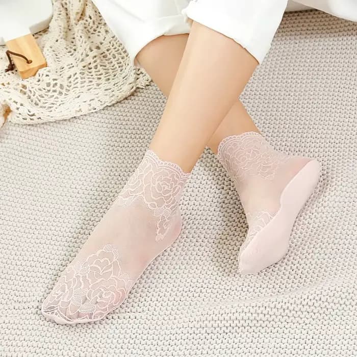 Haute qualité mode Vintag coton femmes dentelle chaussette Transparent été Floral dame fille mince chaussettes courtes
