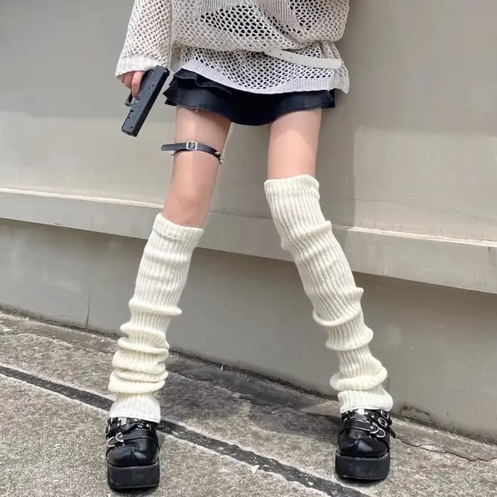 Jambières Lolita pour femme, chaussettes chaudes, couvre-pieds, blanc, noir, chaussettes au crochet pour femme, poignets de botte, 40 cm, 50 cm, 70cm, automne, hiver
