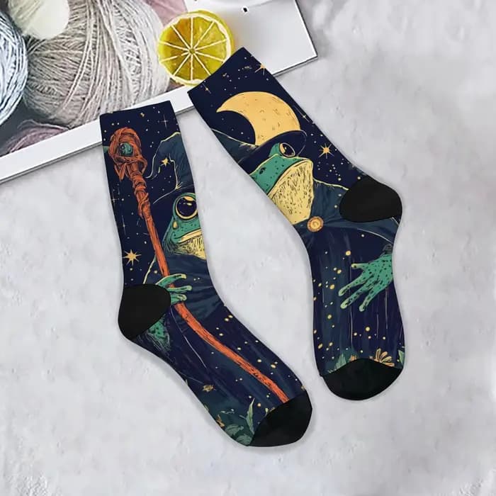 Conte de fées grenouille magicien chaussettes nouveauté drôle heureux hommes
