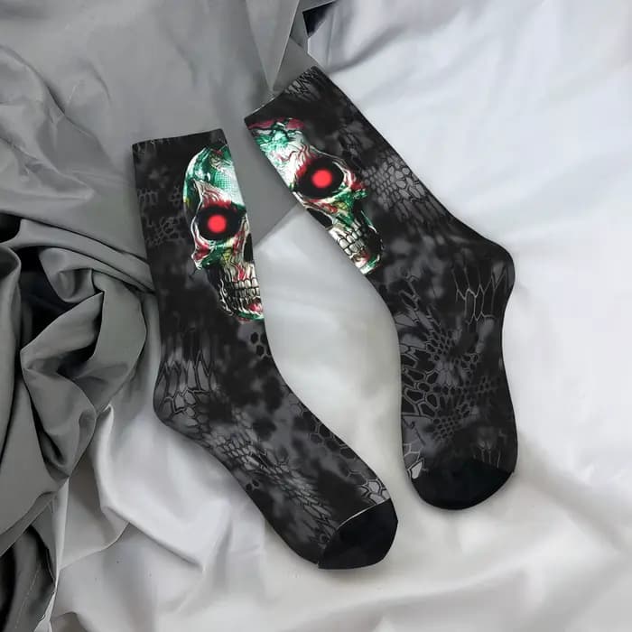 Personnalisé egypte crâne moteur Rock musique mode chaussettes femmes hommes chaud 3D imprimé sport Football chaussettes