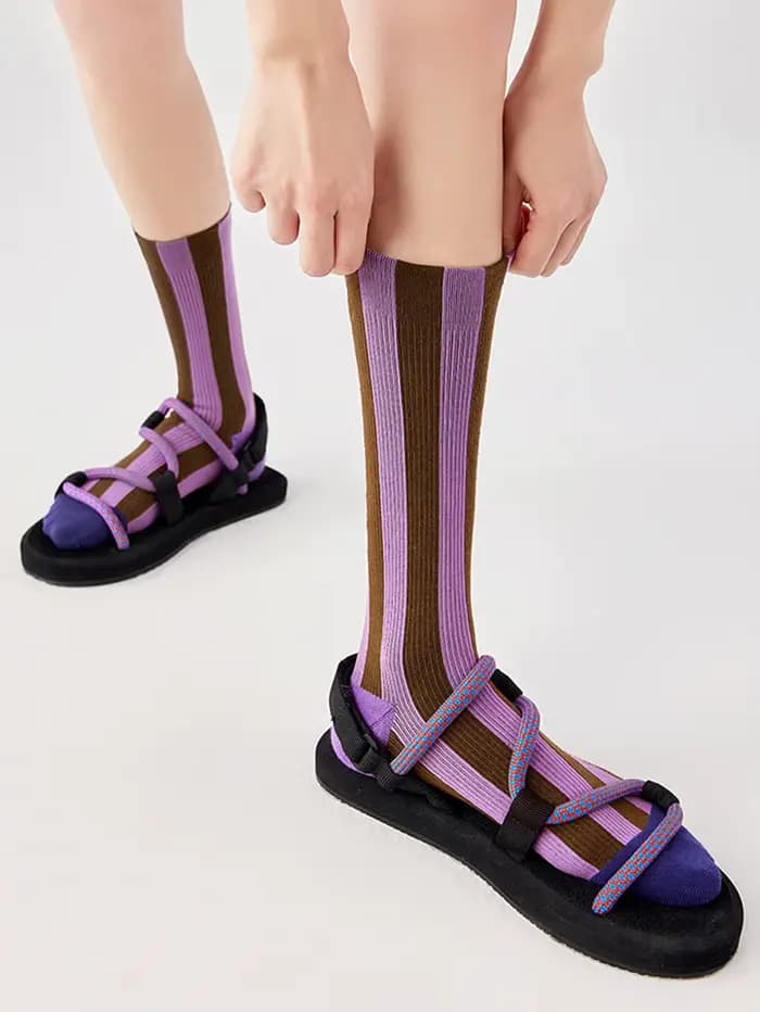 4 paires de chaussettes mi-mollet à rayures verticales