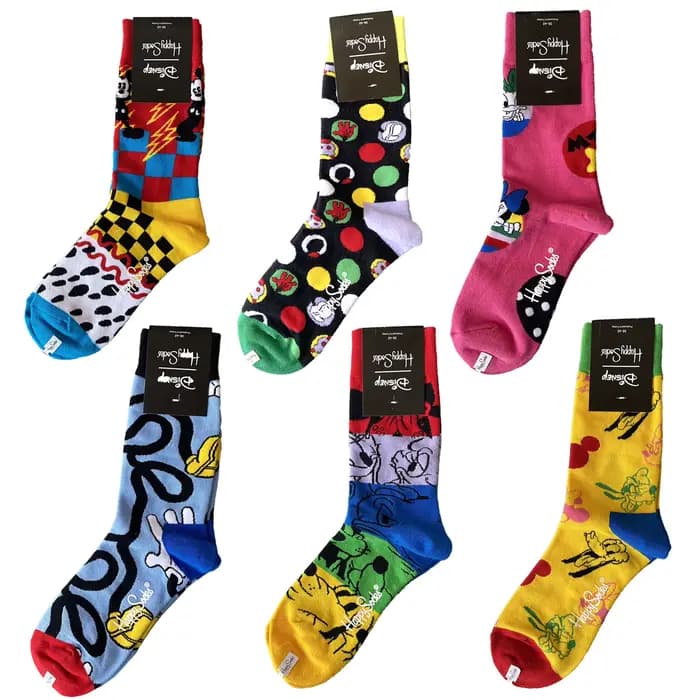 Chaussettes décontractées Mickey Mouse, chaussettes mi-mollet imprimées avec motif Mickey de dessin animé mignon, chaussettes fantaisie amusantes en coton coloré