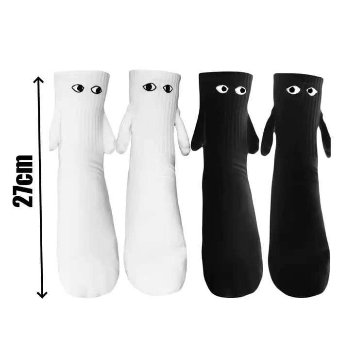 Chaussettes magnétiques pour Couple, chaussettes créatives à grands yeux, bas de dessin animé pour Couples avec main, chaussettes longues de Style Ins, accessoires pour vêtements